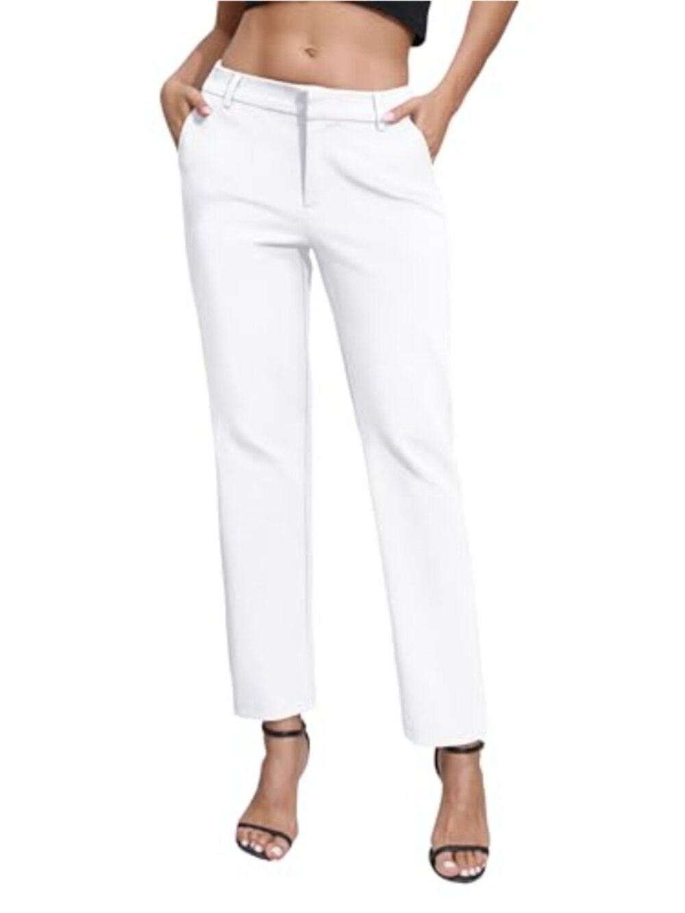 Women's Stretch Work Pants Straight Leg Elastic Waist with Pockets